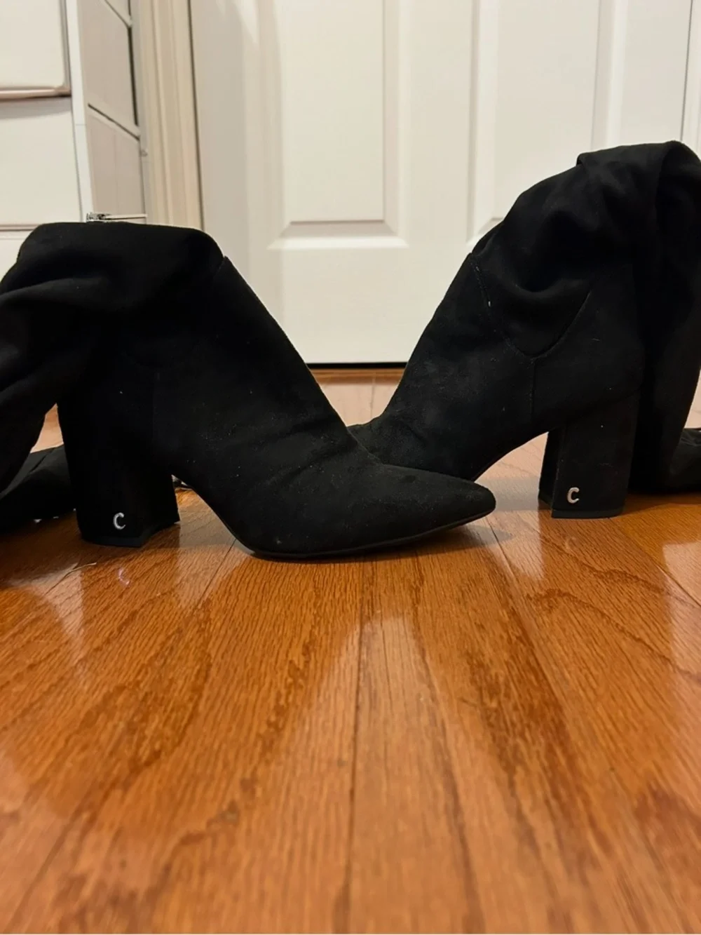 Circus By Sam Edelman Black Over The Knee Boots Chunky Heel Tie Back 8
